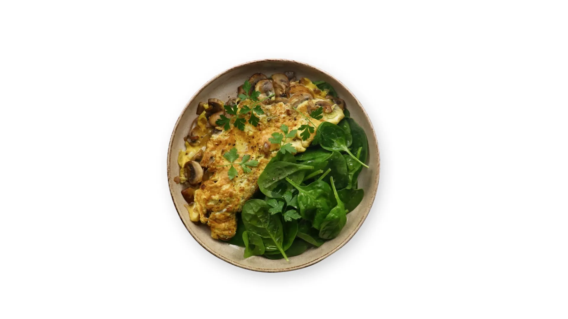 Omelette épinards champignons