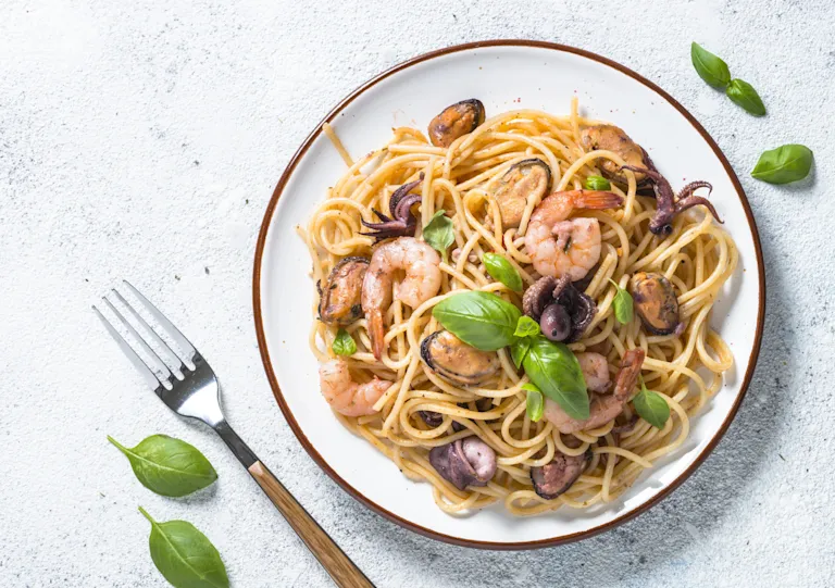 spaghetti gratin aux fruits de mer