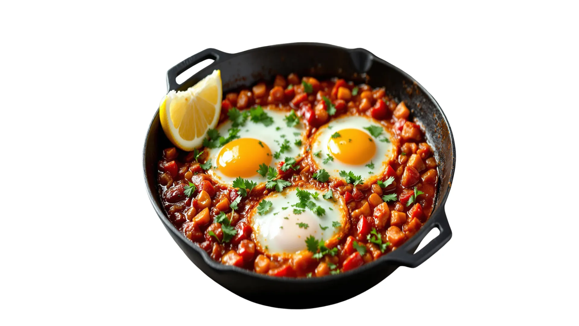 Mqila with egg, peppers and tomatoes