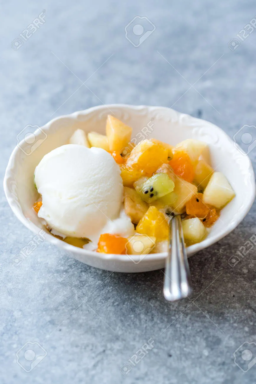 FRUIT SALAD WITH VANILLA ICE CREAM